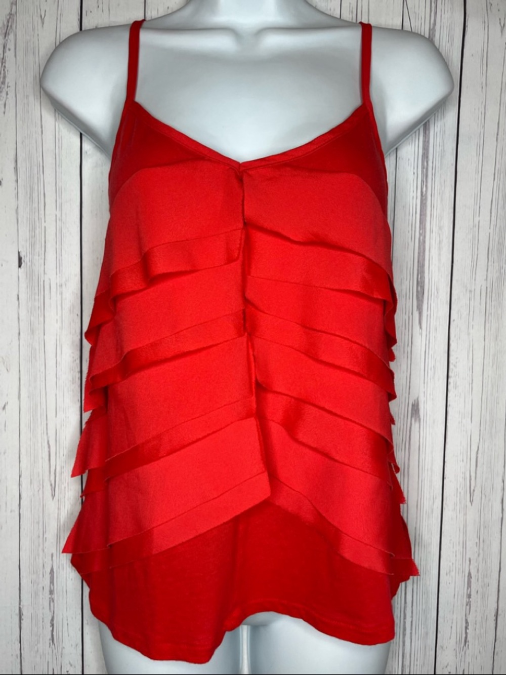 Old Navy Women’s Red Layered Ruffle Spaghetti Strap Tank Top Size Small